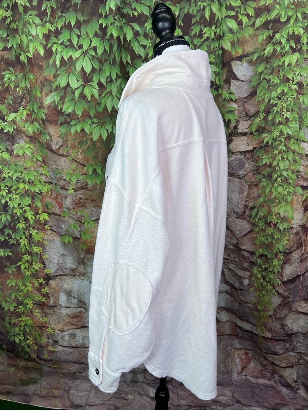 FREE PEOPLE Cream Ruby Style Distressed Oversized Bohemian Shacket, M - Picture 8 of 16
